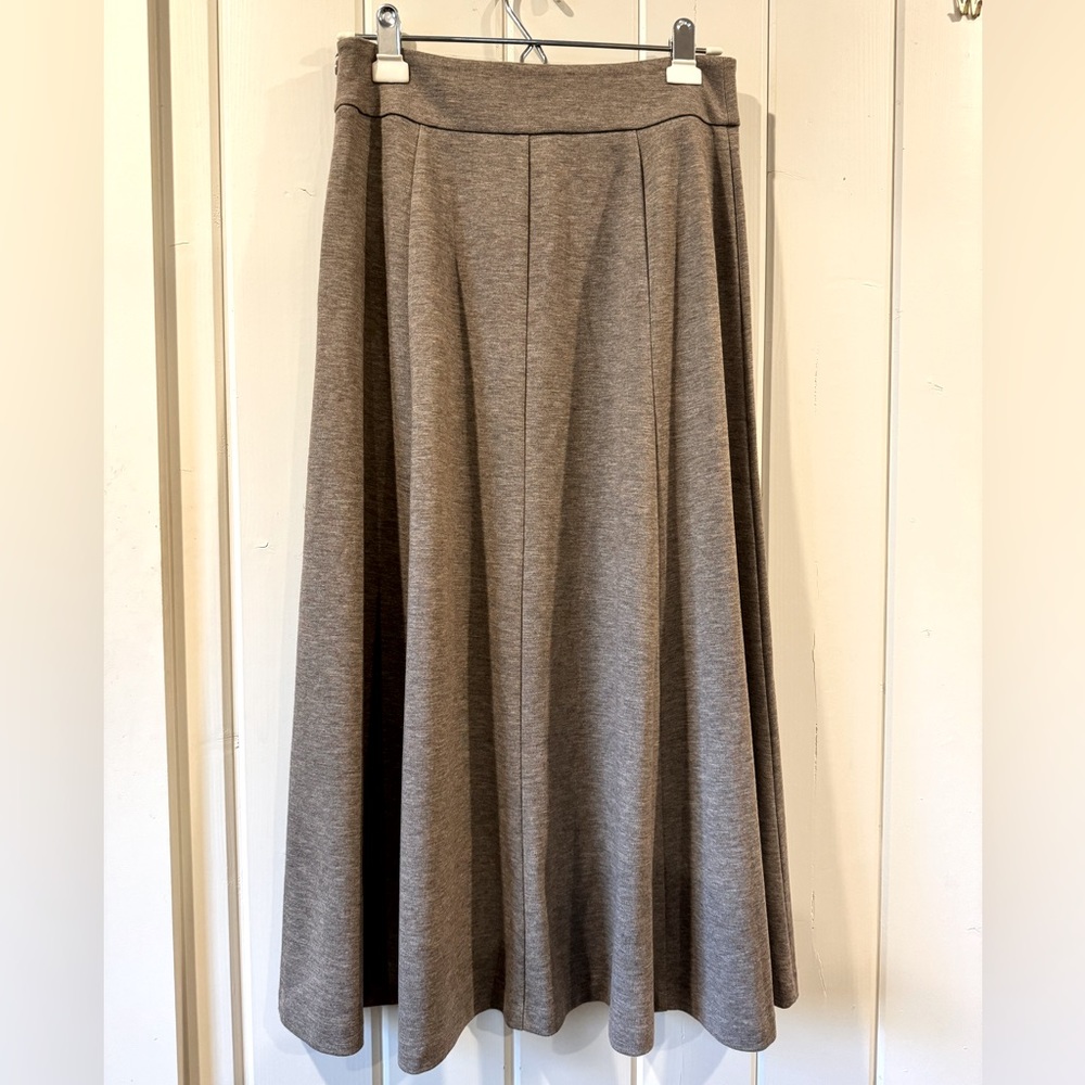 Coldwater Creek Ponte Boot Skirt Heathered Grey-Tan Size 6